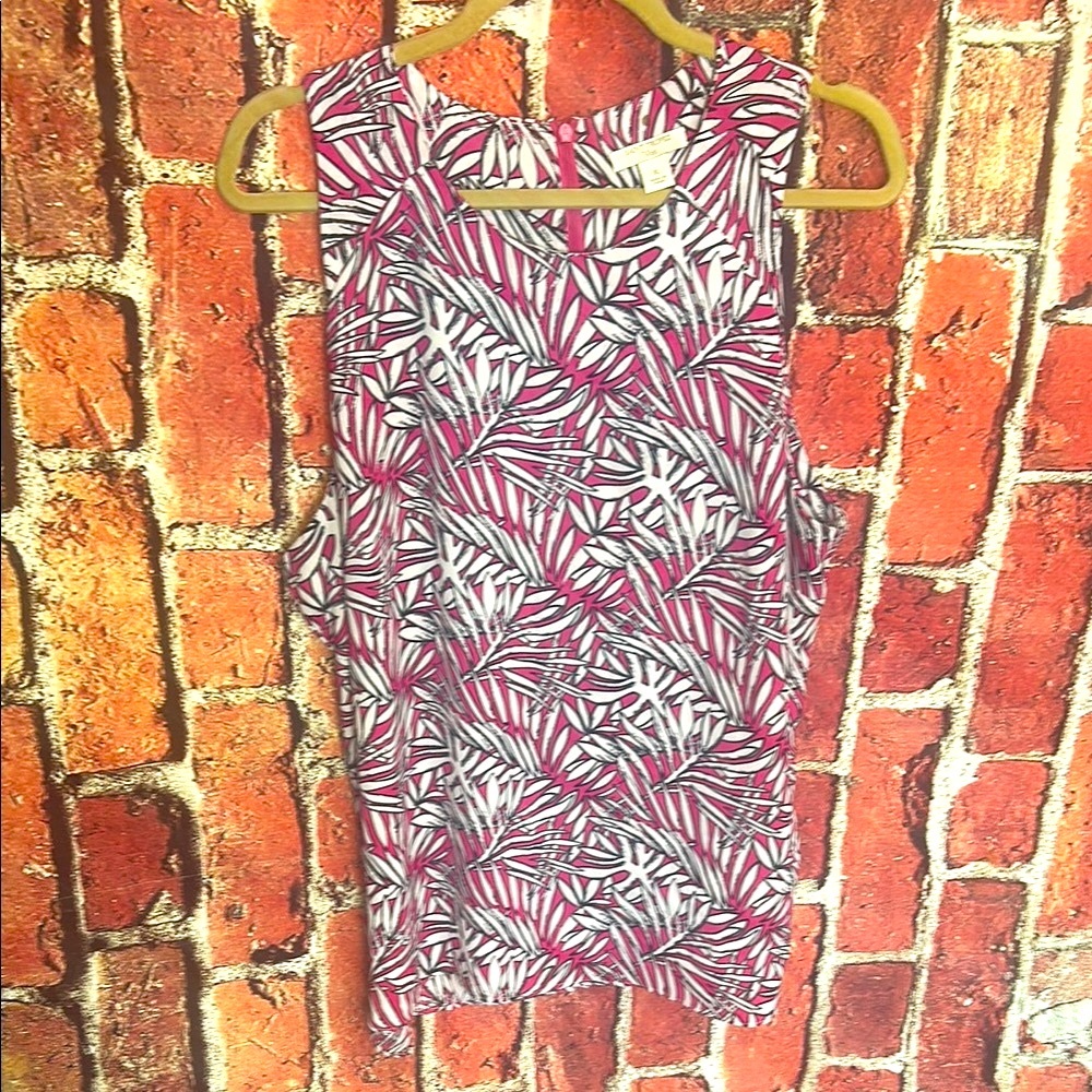 Saint Tropez West Pink Leaf Print Sleeveless Blouse XL